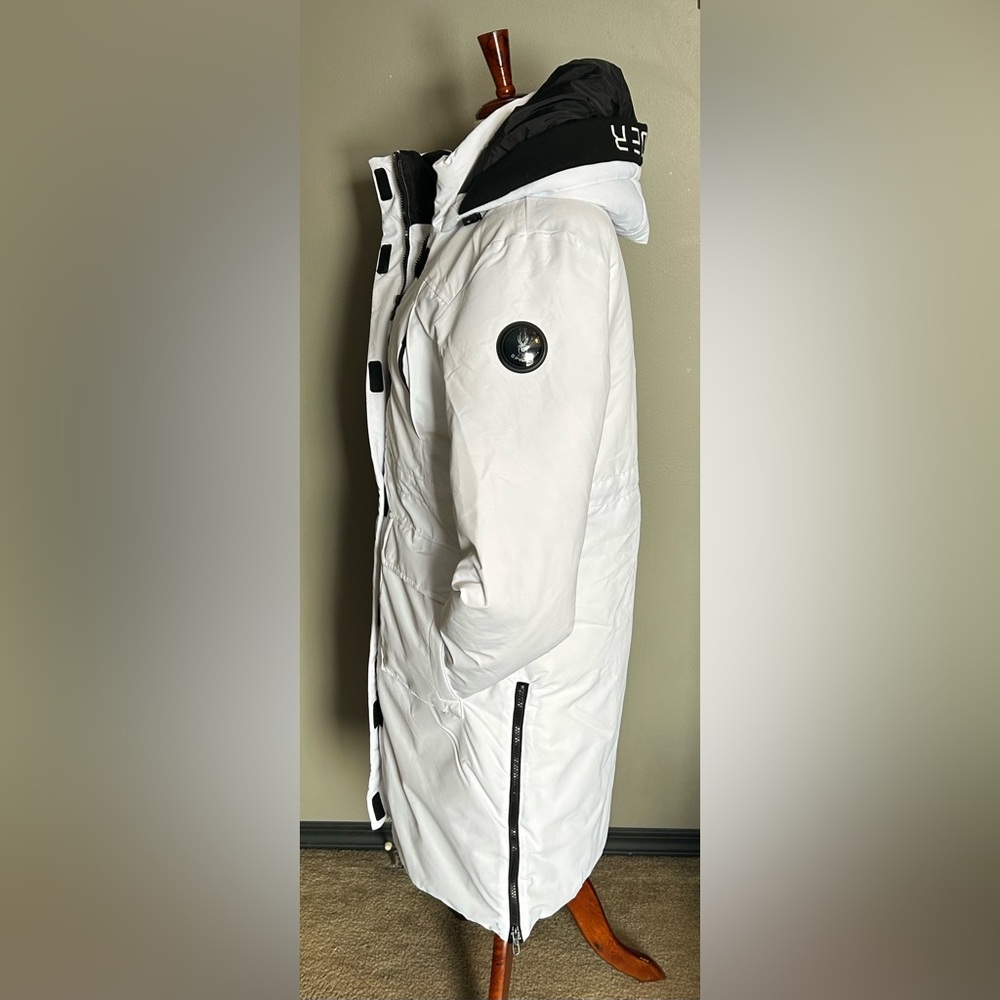 Spyder Women's White and Black long puffer jacket - Picture 3 of 16